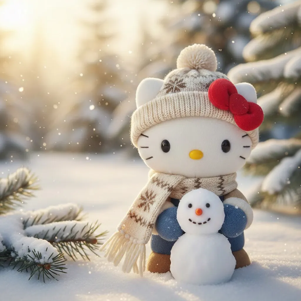 عکس عروسک کیتی با تم زمستانی