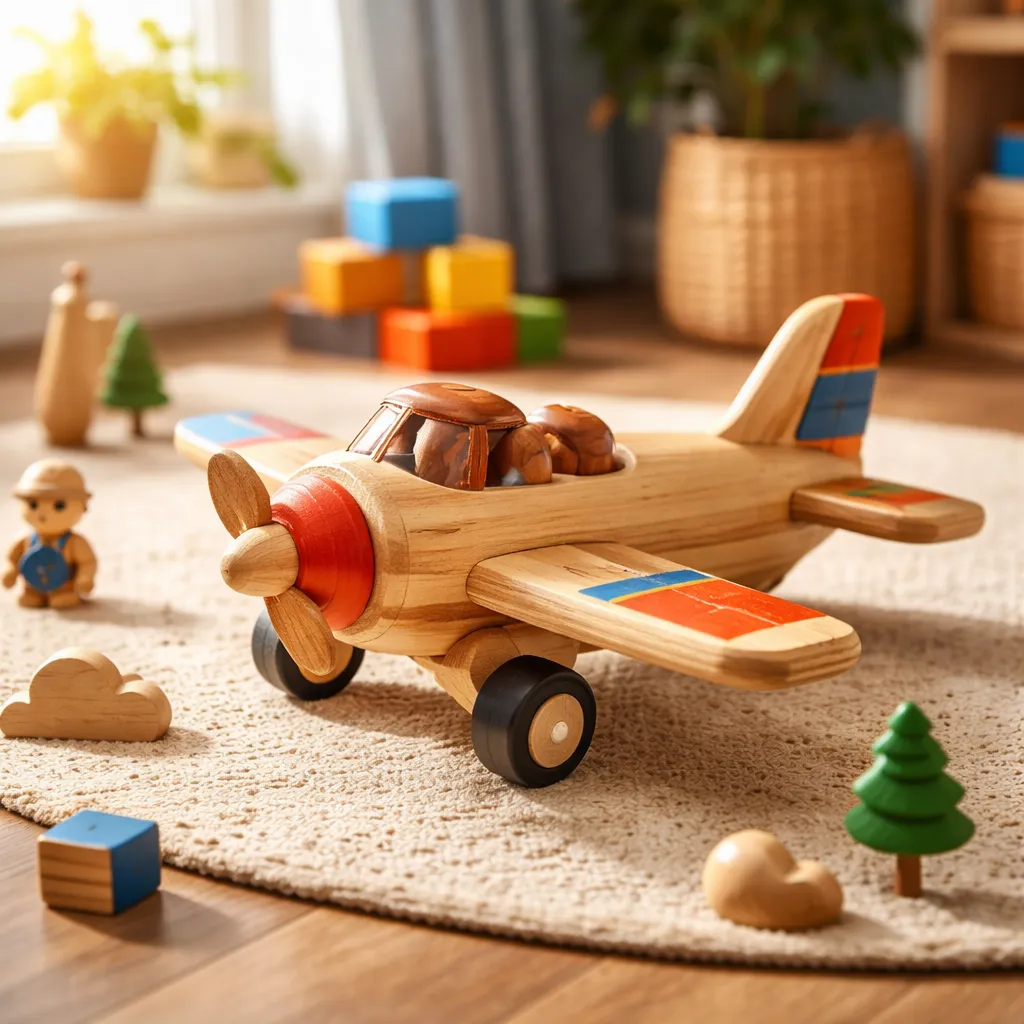 عکس هواپیما اسباب بازی چوبی