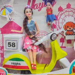 عروسک باربی با موتور و بچه