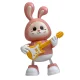 موزیکال خرگوش گیتار زن رنگ صورتی کد 665B