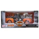 ماکت ماشین پیکاپ فورد 1948 F-1 مشکی نارنجی به همراه موتور سیکلت FLH DUO GLIDE کد ۳۲۱۸۰