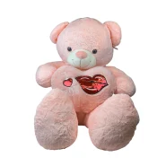 عروسک خرس صورتی 150 سانتی متری قلب بدست طرح لب کد NO.218