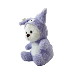 عروسک شخصیت خرس نشسته لباس کرومی یاسی 25 سانت کد NO.404194