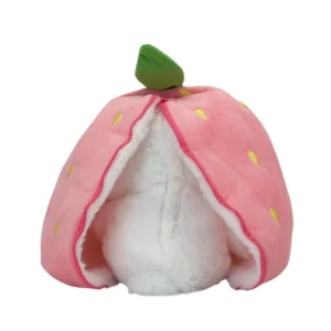 عروسک خرگوشی سوپرایزی توت فرنگی چراغ دار تنفسی موزیکال کد NO.19902