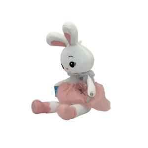 عروسک خرگوش دامن توری صورتی لباس پشمی کد NO.253