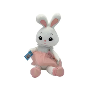 عروسک خرگوش دامن توری صورتی لباس پشمی کد NO.253